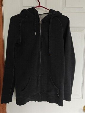Aritzia TNA Charcoal With White Pipping Zip-Up Hoodie Sweater, X-small